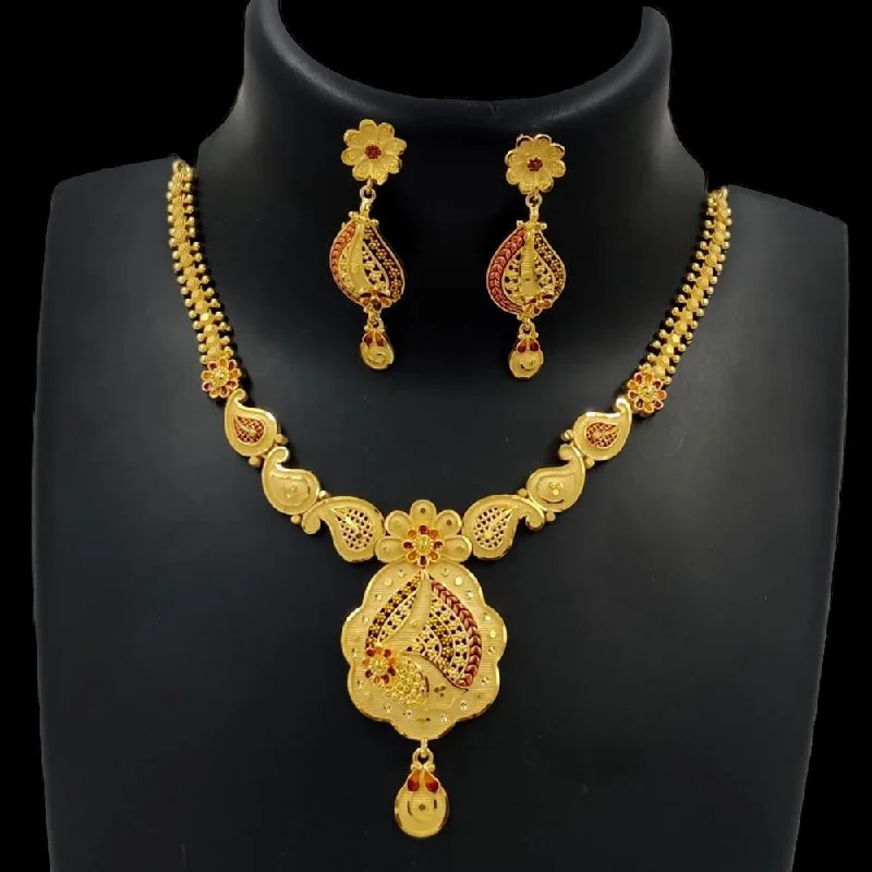 Heart Shaped Necklaces-Pari Art Jewellery Forming Gold Necklace Set