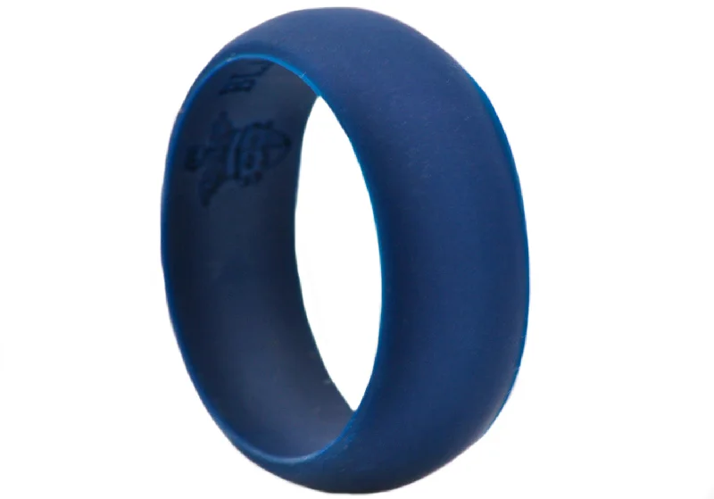 Sterling Silver Rings for Women-Mens Sports Navy Silicone Band