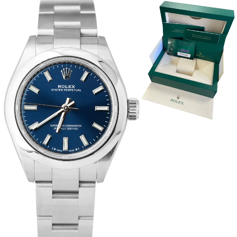 Stylish Watches with Modern Design-2020 Ladies Rolex Oyster Perpetual 28mm Blue Stainless Steel Watch 276200 B+P