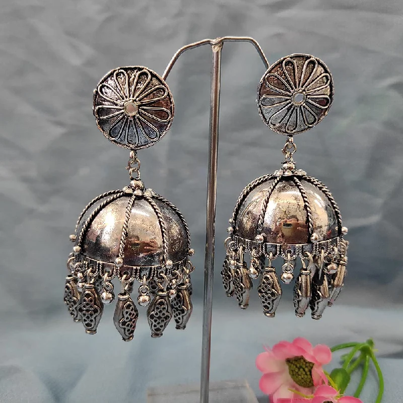 Sparkling Drop Earrings-Darshana Jewels Oxidised  Plated Jhumki Earrings