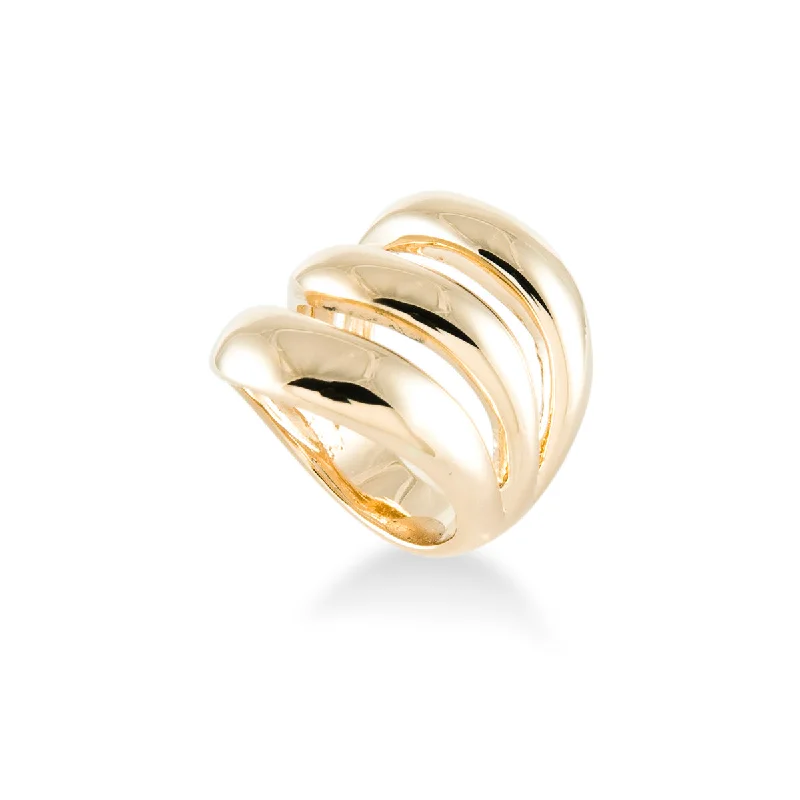 Custom Vintage Rings-3 Wave Gold Ring