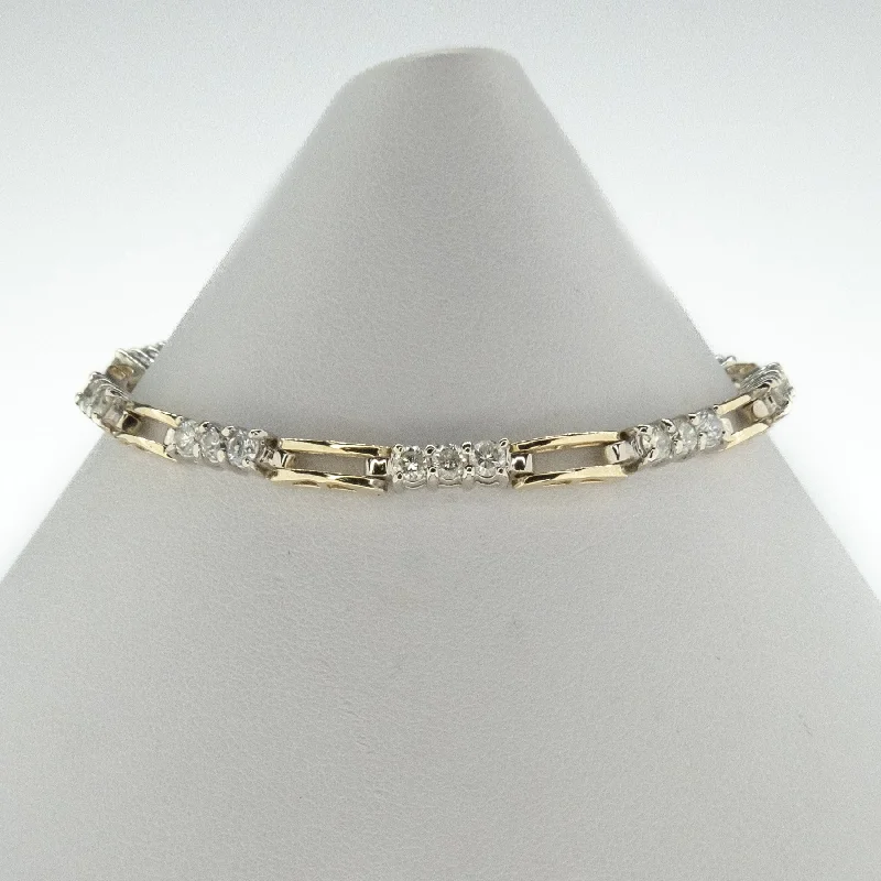 Fashionable Beaded Bracelets for Teens-2.50ctw Multi Diamond 7" Tennis Bracelet in 14K Two Tone Gold