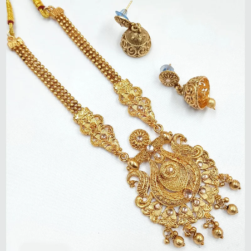 Unique Layered Necklaces-Padmawati Bangles Gold Plated Pota Stone Necklace Set