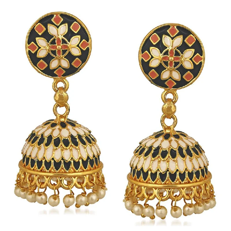 Precious Stone Earrings-Darshana Jewels Gold Plated Mennakari Jhumki Earrings