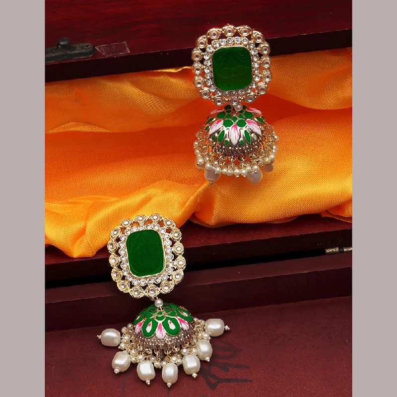 Classic Pearl Earrings-Darshana Jewels Gold Plated Austrian Stone Jhumki Earrings