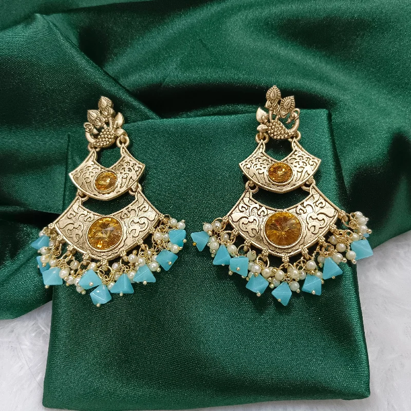 Chic Crystal Earrings-Darshana Jewels Gold Plated Crystal Stone Dangler Earrings