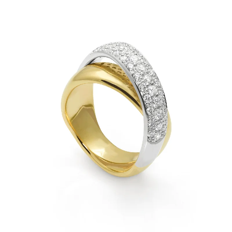 Simple Wedding Rings-Pave Arch Top Ring in 14K Gold