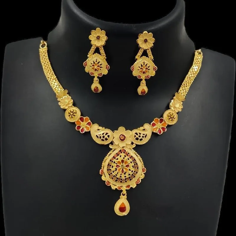 Beautiful Gold Chain Necklaces-Pari Art Jewellery Forming Gold Necklace Set