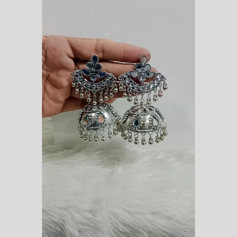 Funky Silver Earrings-Pooja Bangles Oxidised Plated Jhumki Earrings