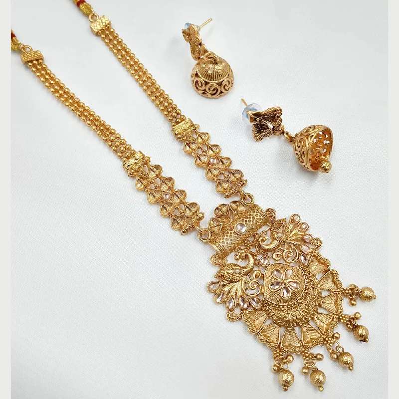 Stylish Pearl Necklaces-Padmawati Bangles Gold Plated Pota Stone Necklace Set