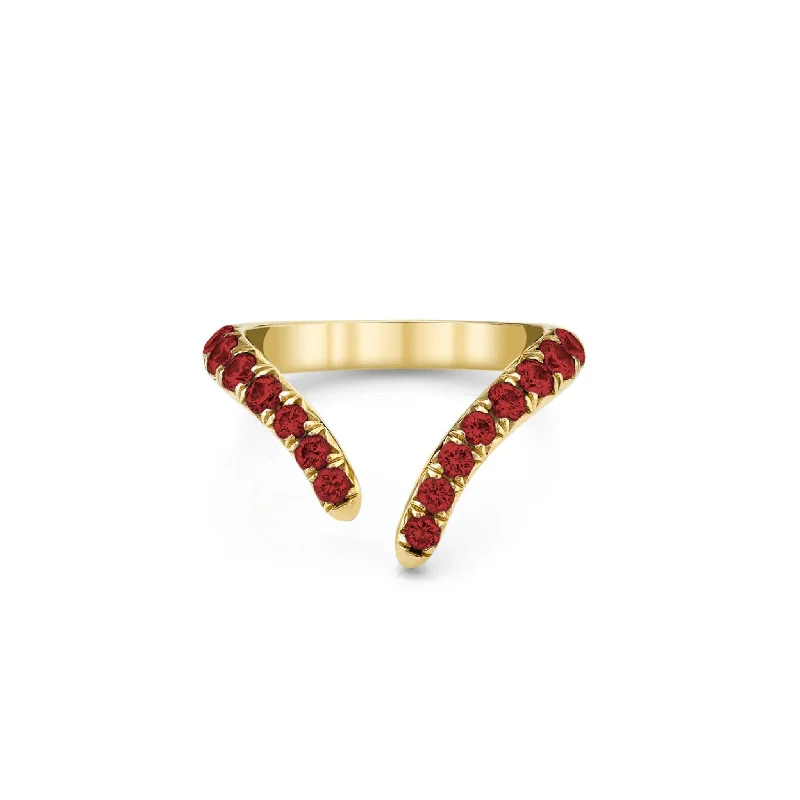 Classic Silver Rings-French Pavé Ruby Tusk Ring | Ready to Ship