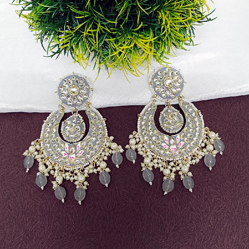 Chunky Earrings for Parties-Darshana Jewels Gold Plated Kundan And Meenakari Dangler Earrings