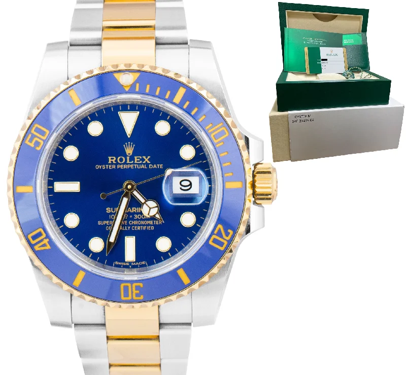 Timeless Classic Watches-2018 Rolex Submariner Date Ceramic Two-Tone Stainless Gold Blue Watch 116613 LB