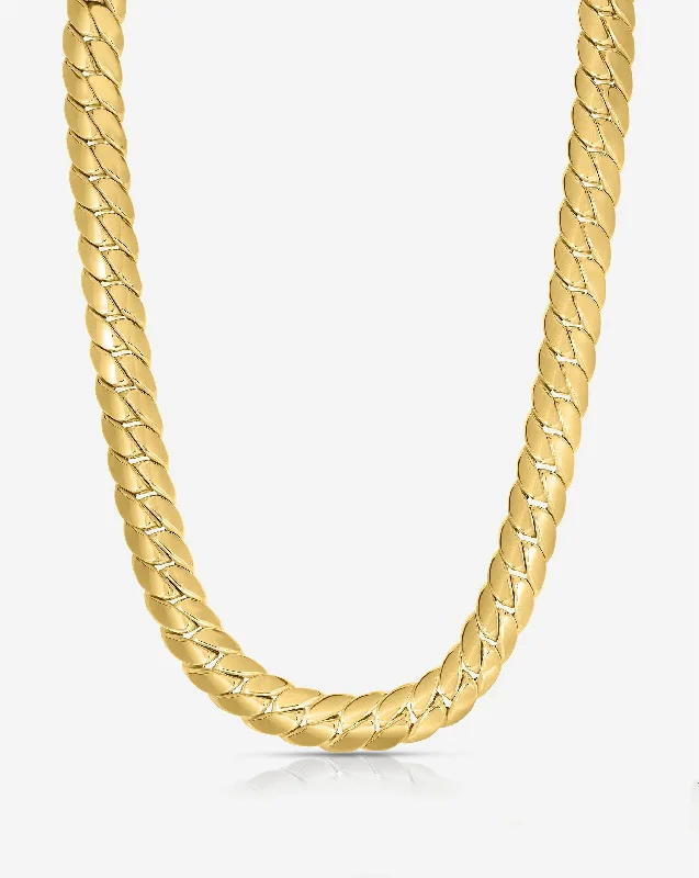 Elegant Long Necklaces-Gold Flat Chain Necklace