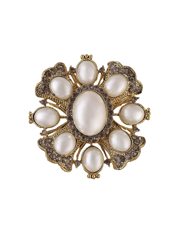 Custom Floral Brooch for Brides-Beautiful Vintage Diamond & Pearl Brooch Pin