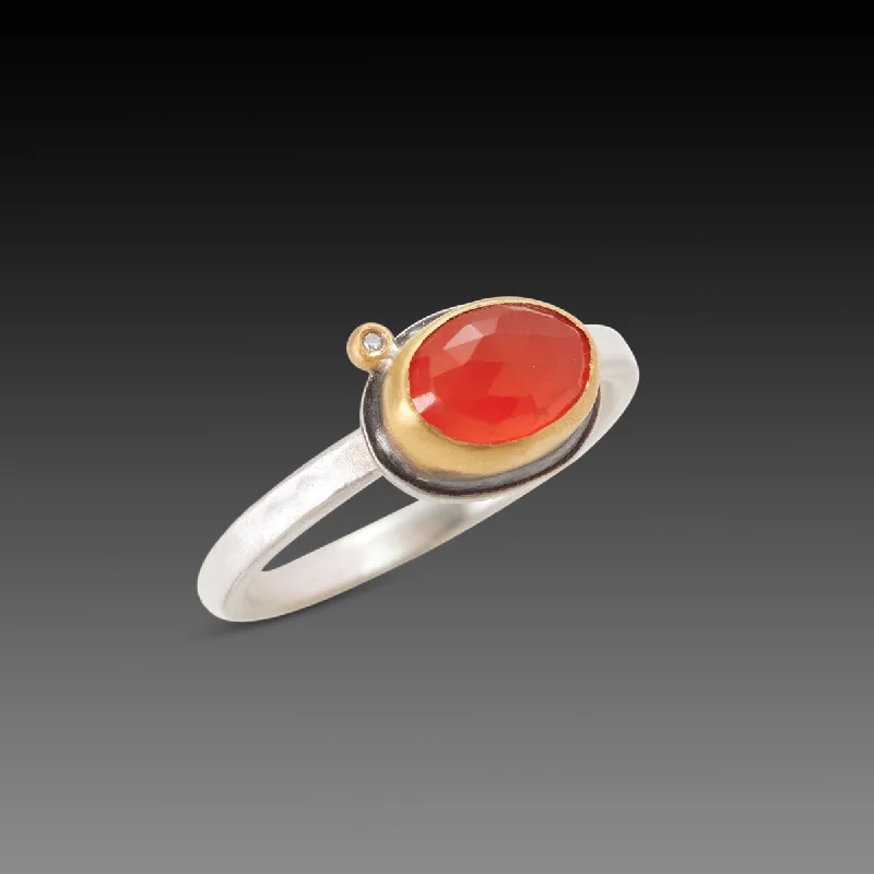 Rose Gold Wedding Rings-Oval Carnelian Ring