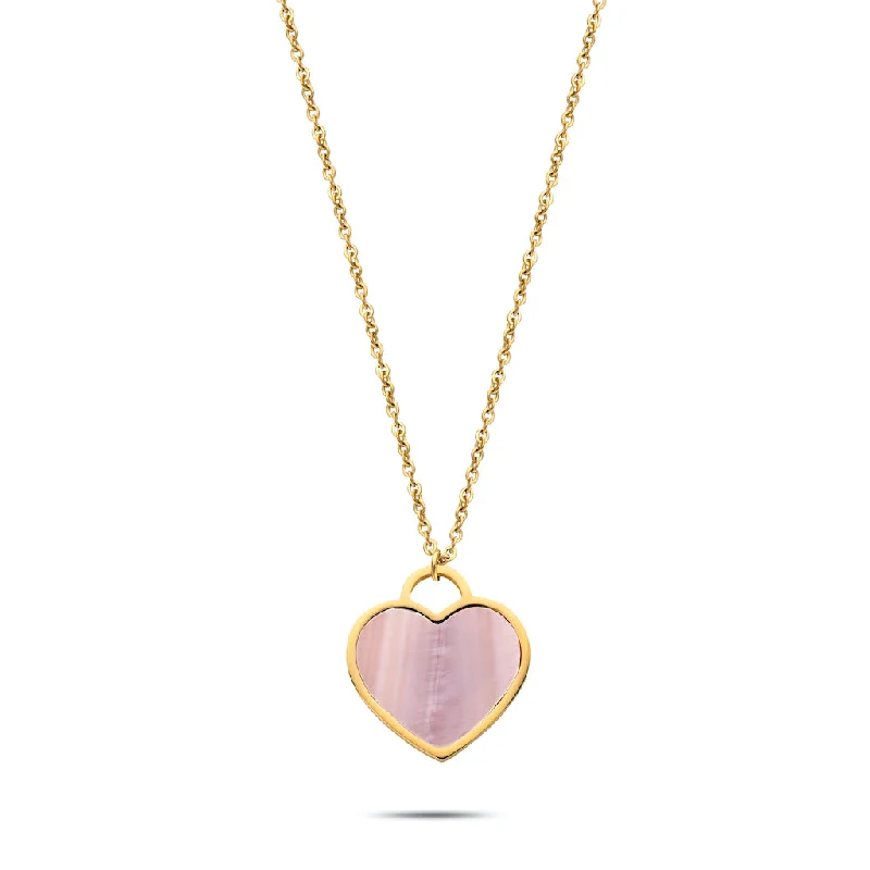 Large Gold Pendant Necklaces-Heart pearl necklace gold