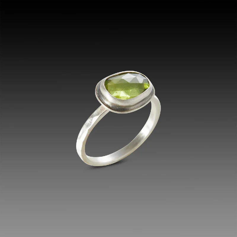 Multi-Stone Engagement Rings-Rose Cut Peridot Ring