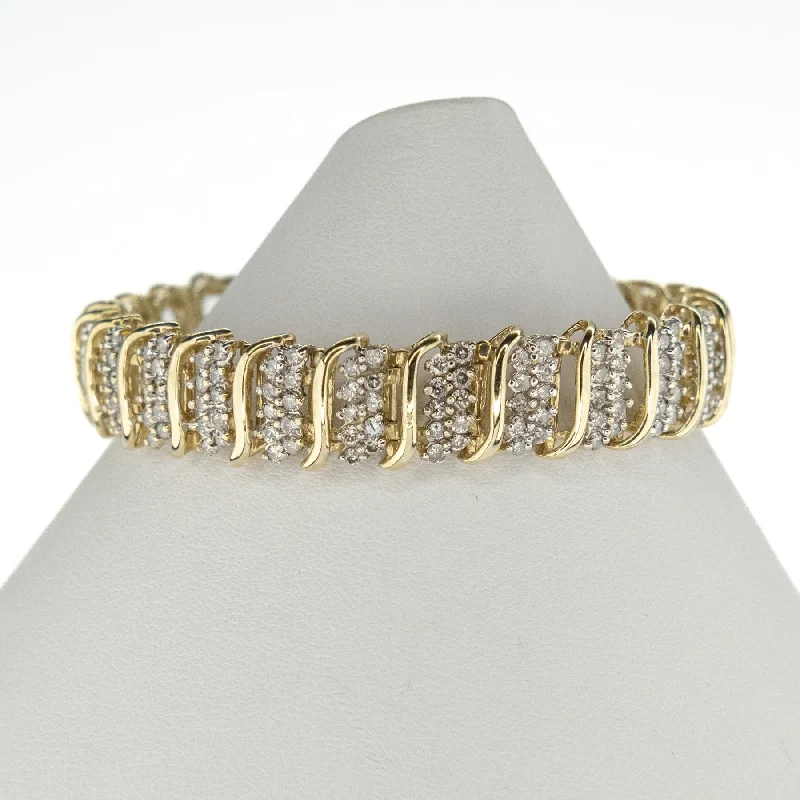 Beaded Friendship Bracelets-5.20ctw Multi Diamond 6.5" Tennis Bracelet in 10K Yeallow Gold