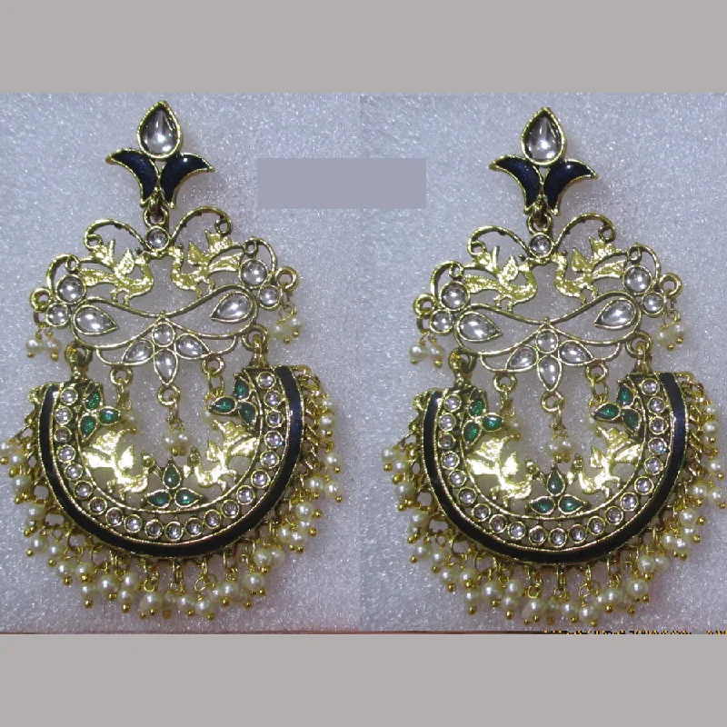 Designer Drop Earrings-Midas Touch Gold Plated Kundan Stone And Meenakari Dangler Earrings