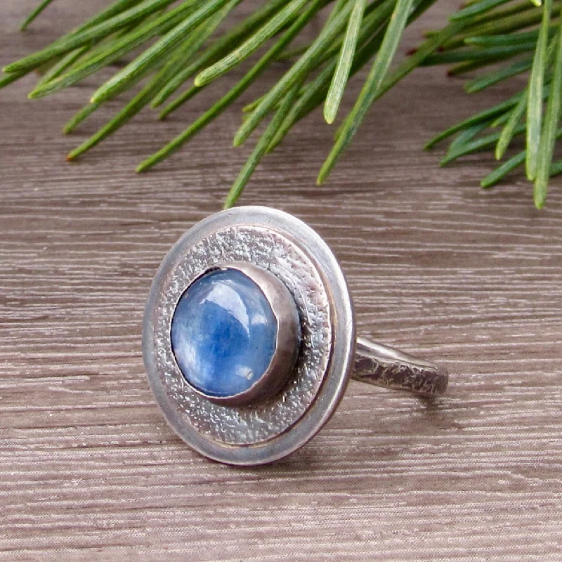 Luxury Ruby Rings-Circular Blue Kyanite Ring