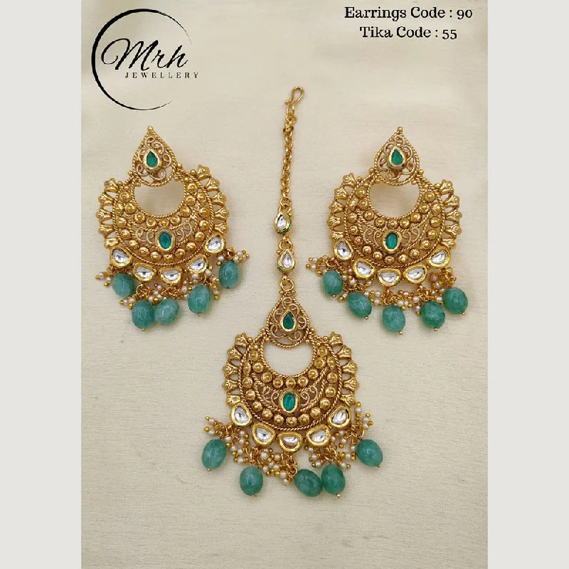 Gold-Plated Earrings for Women-Jewel Addiction Copper Gold Plated Earrings With Mangtikka