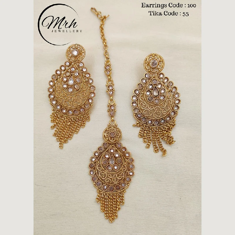 Classic Pearl Earrings-Jewel Addiction Copper Gold Plated Earrings With Mangtikka