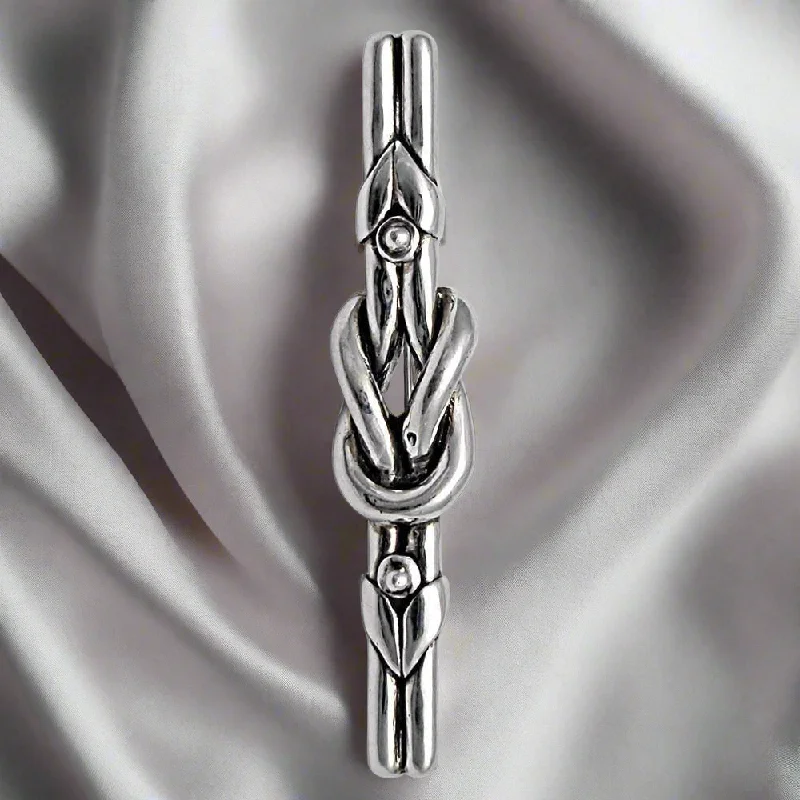 Custom Brooch for Special Occasions-Love Knot Brooch in Sterling Silver (K-09)