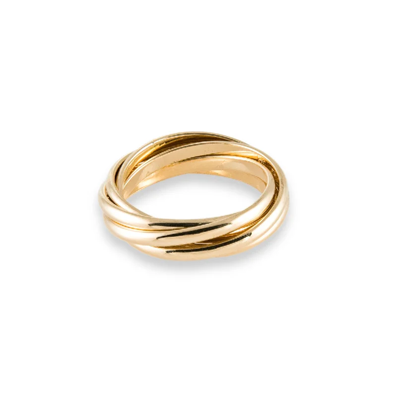 Handcrafted Promise Rings-5 Band Rolling Ring in 14K Gold