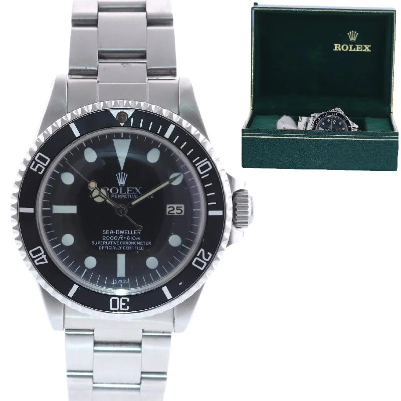 Custom Wooden Watches for Men-Rolex Sea Dweller Matte Patina Dial 1665 40mm Steel Oyster Watch Box