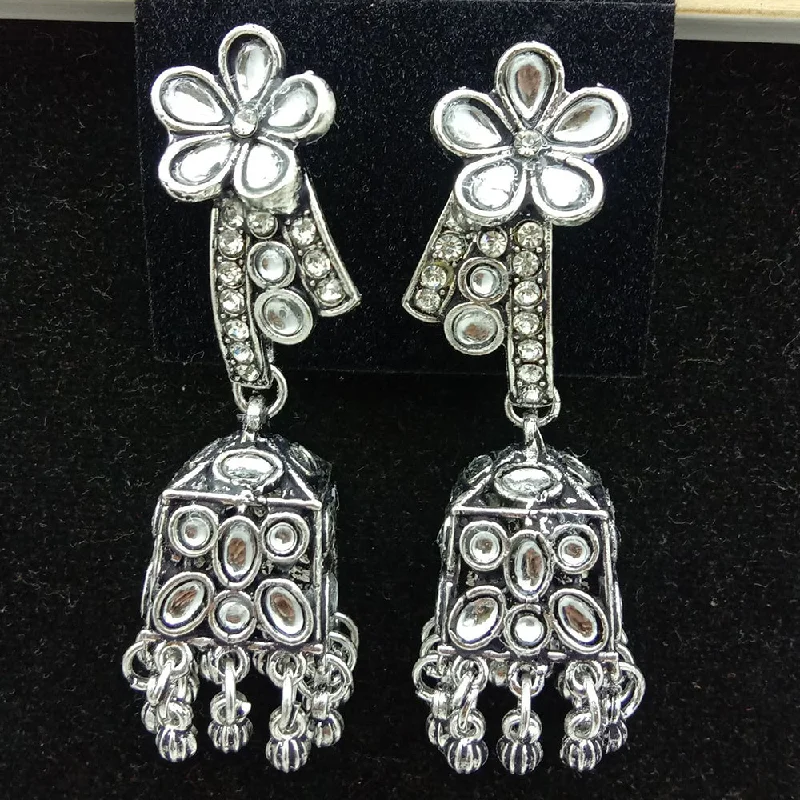 Cute Flower Earrings-SP Jewellery Oxidised Plated Jhumki Earrings