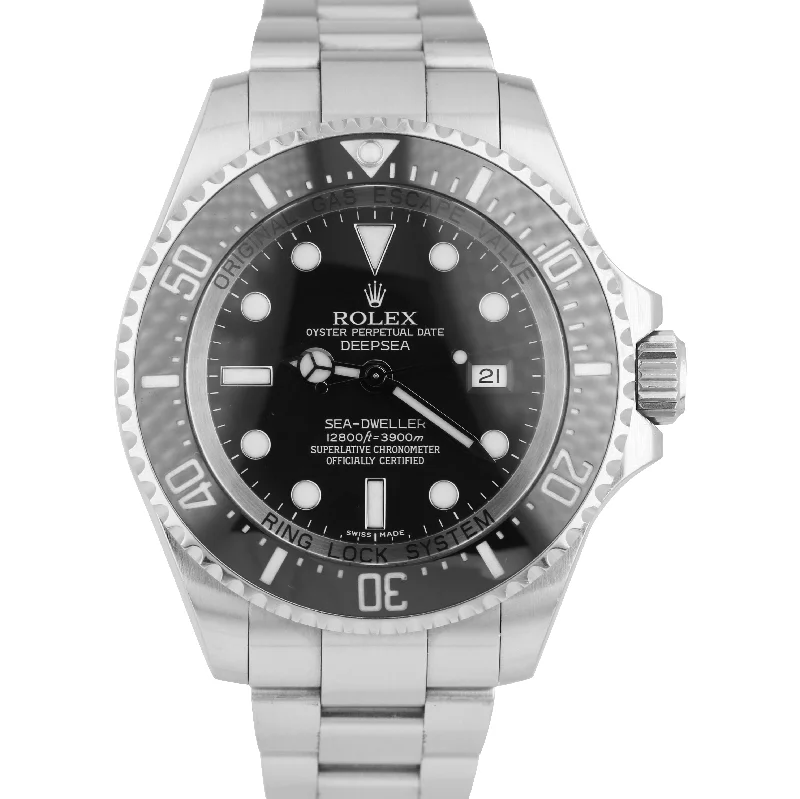 Designer Men’s Watches-MINT Rolex Sea-Dweller Deepsea Stainless Steel 44mm Black Dive Watch 116660