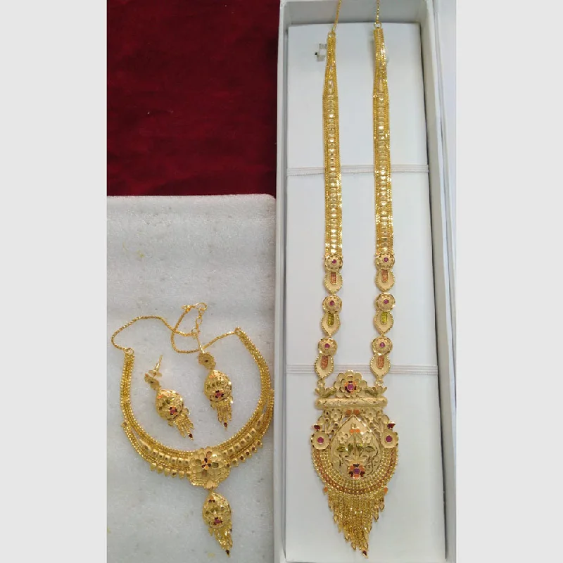 Chunky Gold Bead Necklaces-Pari Art Jewellery Forming Gold Combo Necklace Set