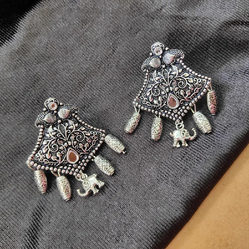 Silver Bead Earrings-Darshana Jewels Oxidised  Plated Dangler Earrings