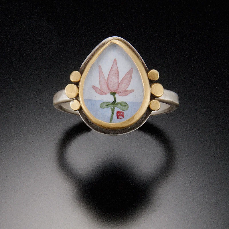 Art Deco Rings-Teardrop Lotus Ring