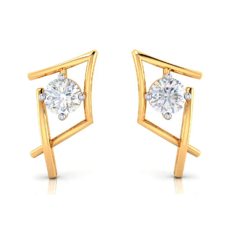 Bright Silver Earrings-18k Kite Shape Diamond Earrings