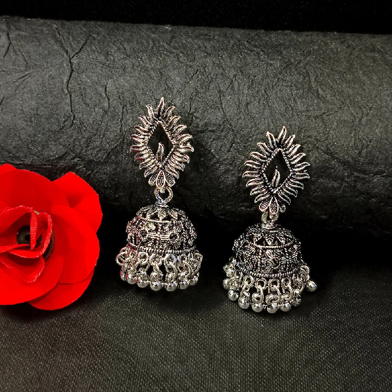 Elegant Long Earrings-Darshana Jewels Oxidised Plated Jhumki Earrings