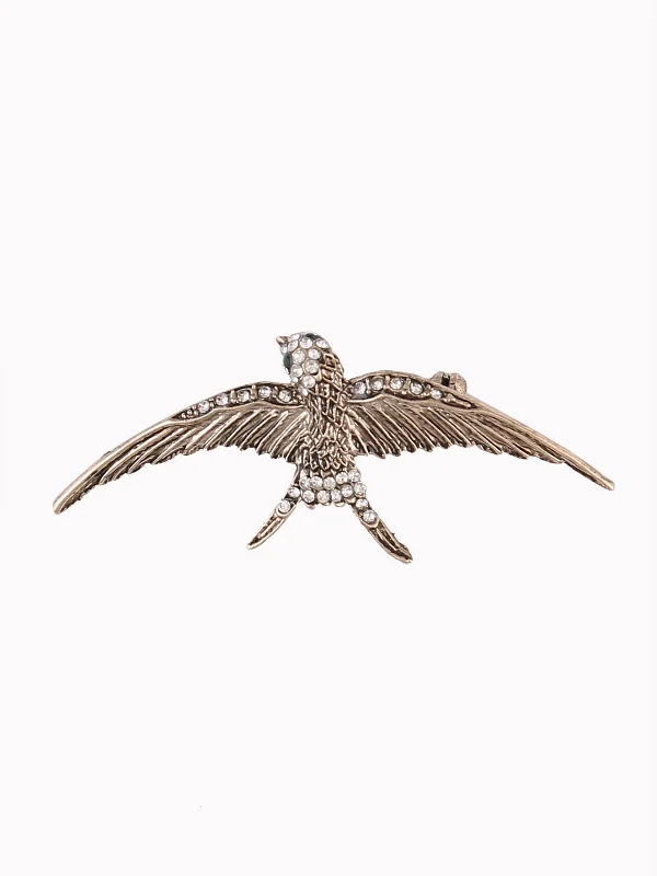 Vintage Brooch with Art Deco Design-Antique Brass Finish Eagle Bird Luxury Brooch Pin