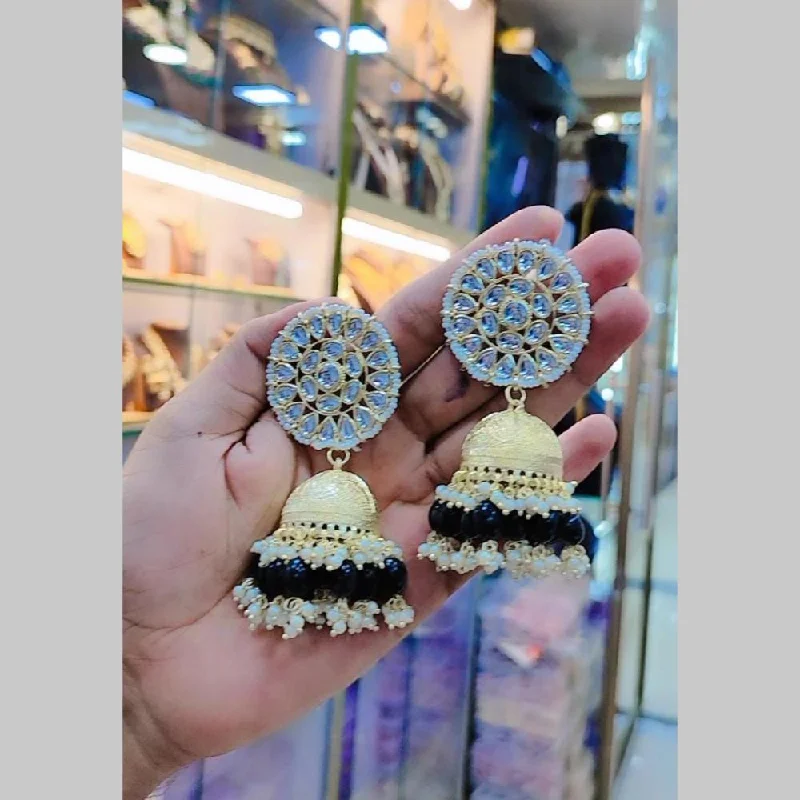 Unique Gold Earrings-SNERA Gold Plated Kundan Stone And Meenakari Jhumki Earrings