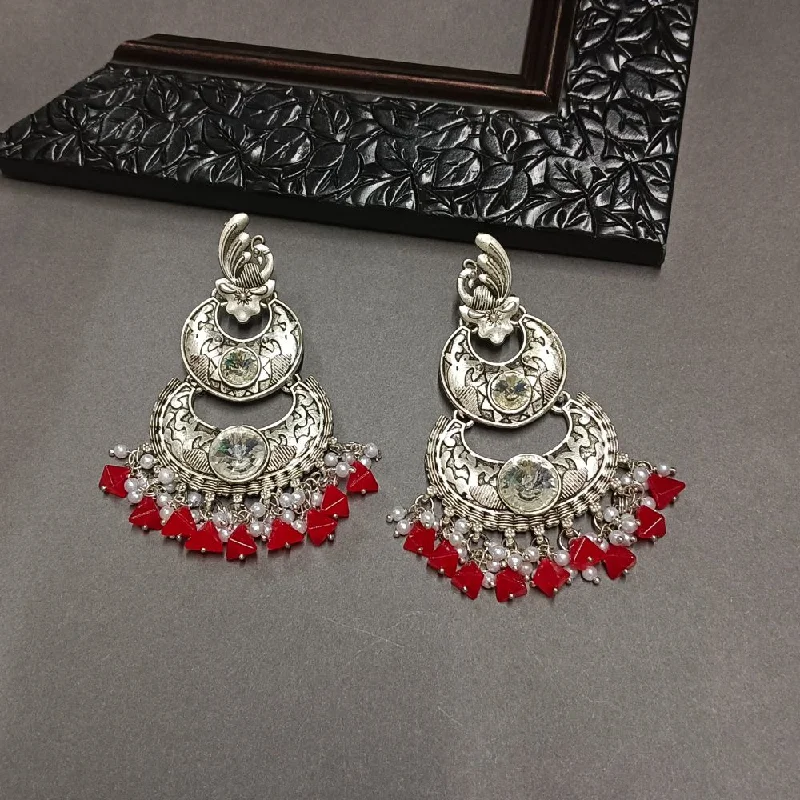 Unique Stud Earrings-Darshana Jewels Crystal Stone Silver Plated Dangler Earrings