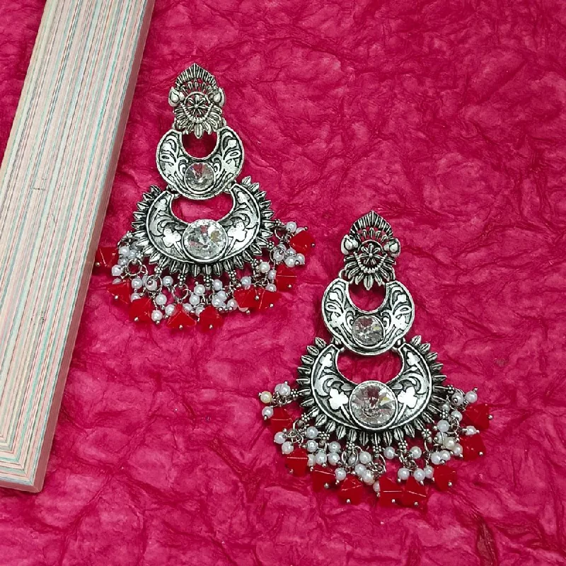 Elegant Crystal Earrings-Darshana Jewels Crystal Stone Silver Plated Dangler Earrings