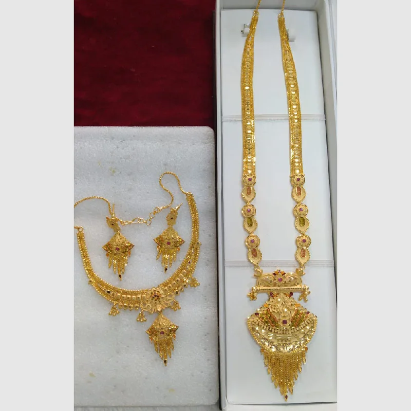 Silver Ball Chain Necklaces-Pari Art Jewellery Forming Gold Combo Necklace Set