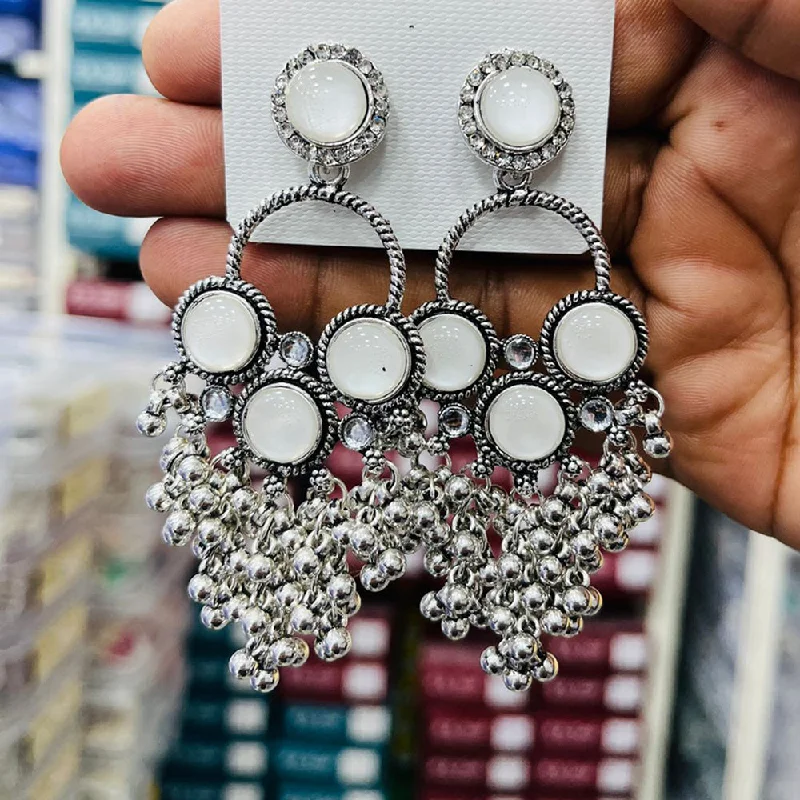 Handcrafted Earrings-Manisha Jewellery Oxidised Plated Kundan Stone  And Ghungroo Dangler Earrings