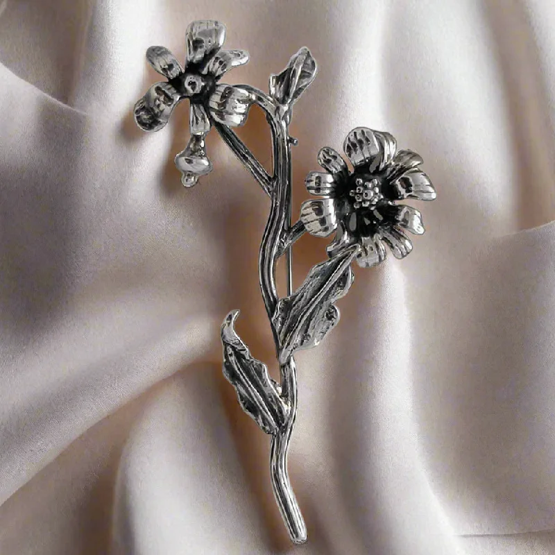 Unique Flower Brooch-Greek Traditional Flower Brooch in Sterling silver (K-39)