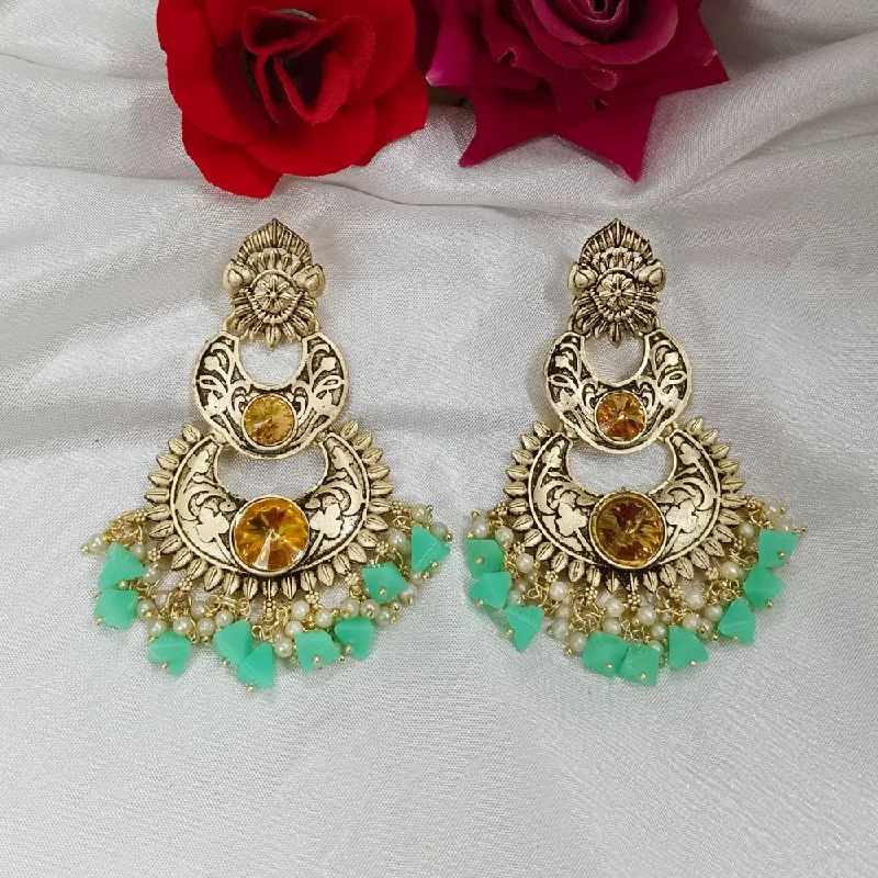 Sparkling Drop Earrings-Darshana Jewels Crystal Stone Gold Plated Dangler Earrings