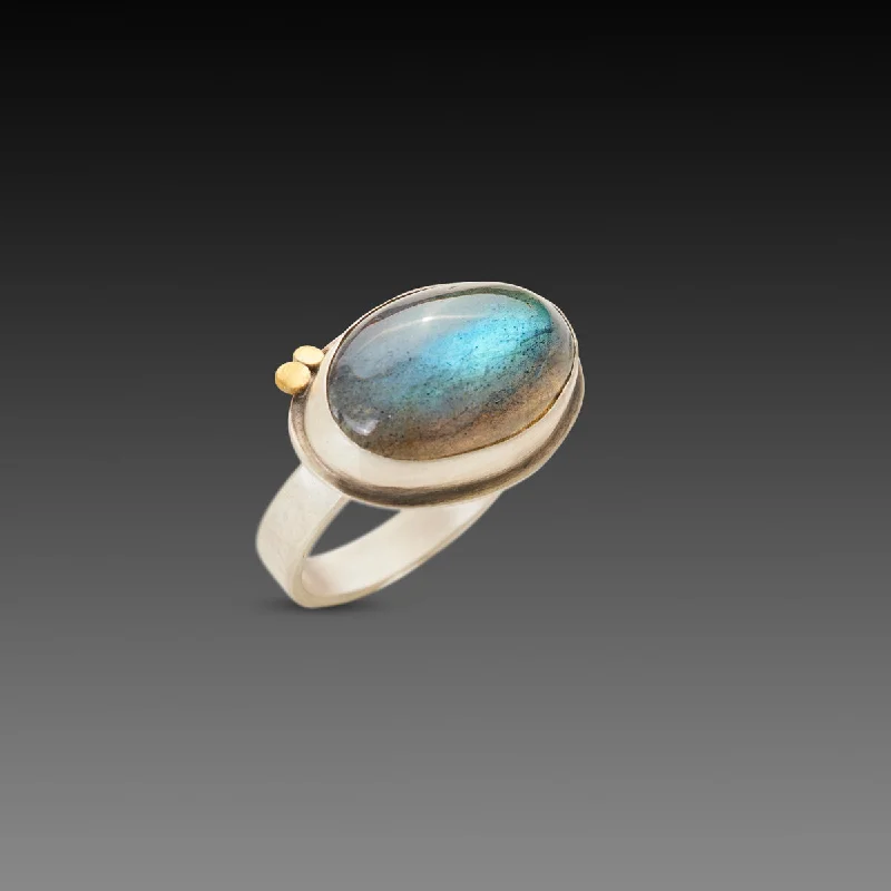 Matching Promise Rings-Smooth Oval Labradorite Ring