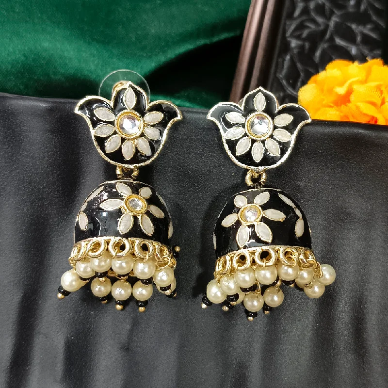 Long Silver Earrings-Darshana Jewels Gold Plated Mennakari Jhumki Earrings