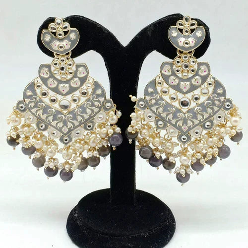 Elegant Stud Earrings-Darshana Jewels Kundan And Meenakari Dangler Earrings