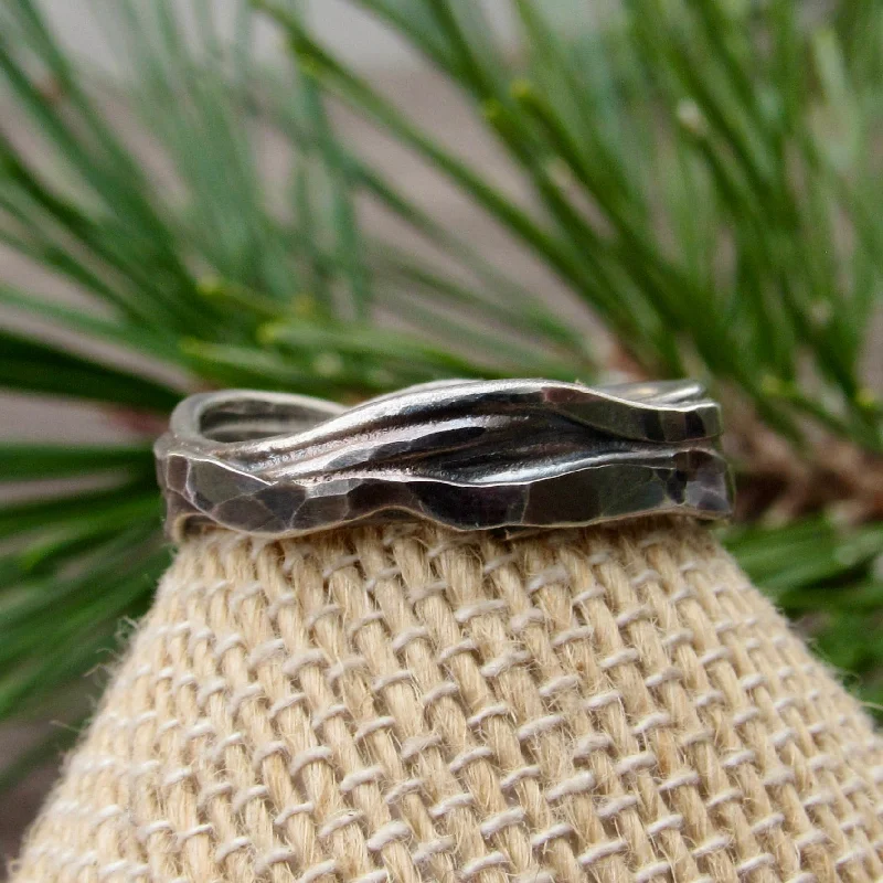 Personalized Wedding Rings-Heavy Layered Sterling Ring