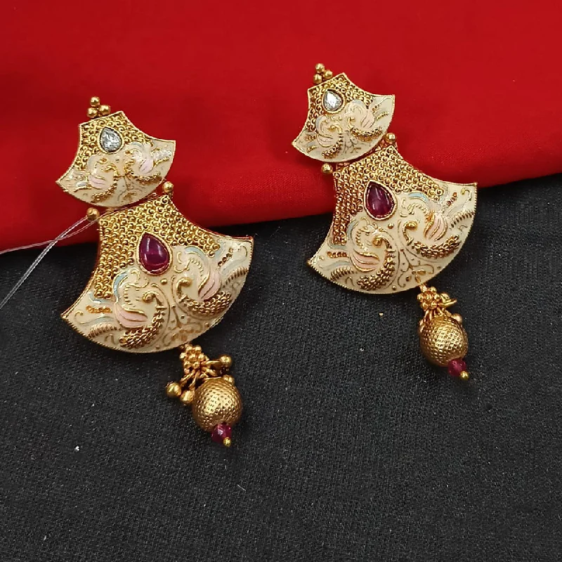 Trendy Dangle Earrings-Padmawati Bangles Gold Plated Kundan Stone And Meenakari Dangler Earrings